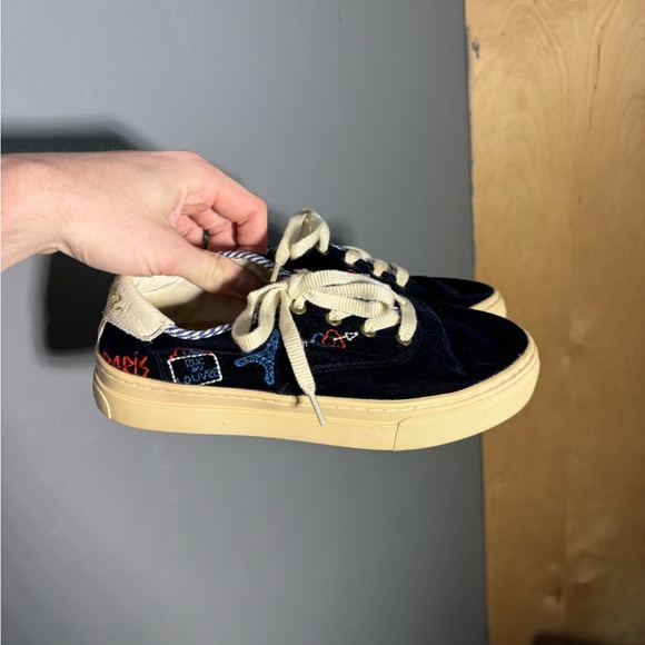 Soludos X Lockhart Sneaker Blue Velvet Embroidered Size 6.5 - Picture 2 of 7